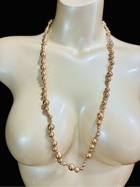 VTG Y2K J. Crew Pearl Cluster Champagne Beaded Necklace EUC
